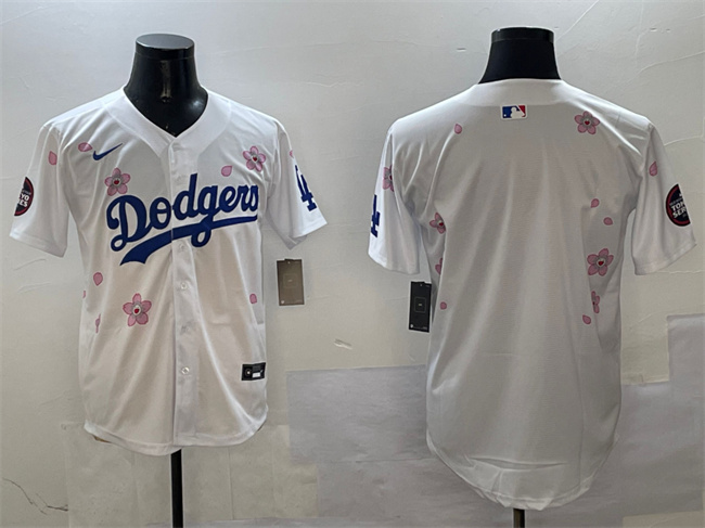 Men's Los Angeles Dodgers Blank White 2025 Tokyo Series Limited Stitched Baseball Jersey