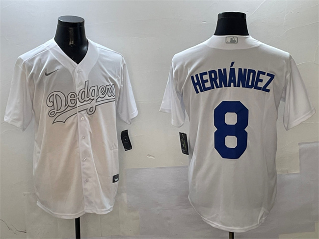 Men's Los Angeles Dodgers #8 Enrique Hernández White Fashion Cool Base Stitched Baseball Jersey