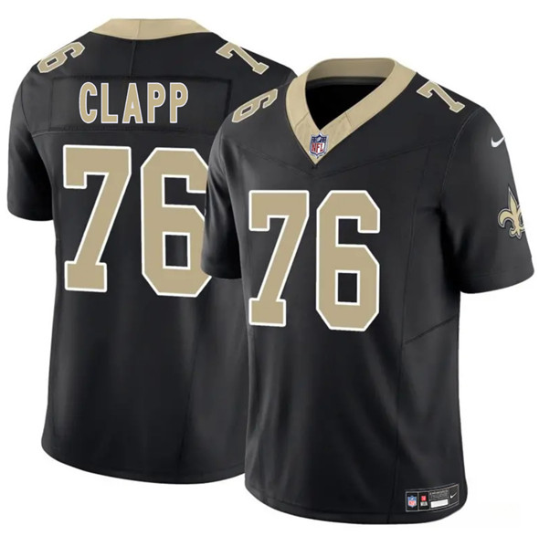 Men's New Orleans Saints #76 Will Clapp Black 2025 F.U.S.E. Vapor Limited Football Stitched Jersey