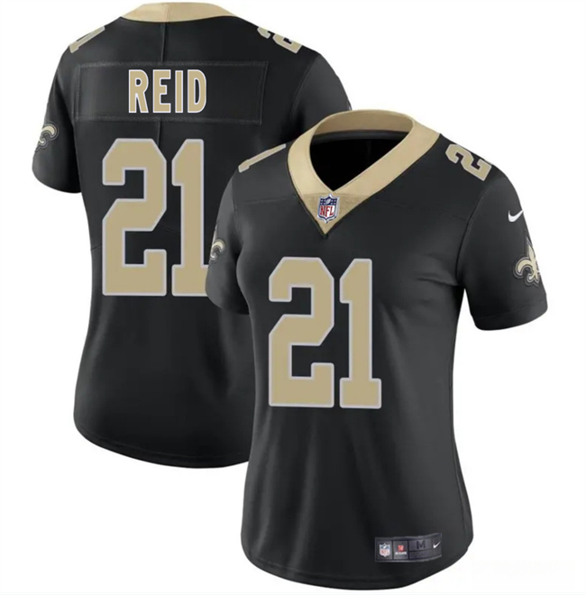Women's New Orleans Saints #21 Justin Reid Black 2025 Vapor Stitched Game Jersey(Run Small)