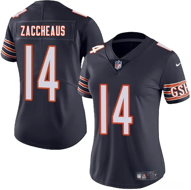 Women's Chicago Bears #14 Olamide Zaccheaus Navy 2025 Vapor Stitched Jersey(Run Small)