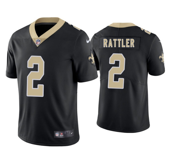 Men's New Orleans Saints #2 Spencer Rattler Black 2025 Vapor Limited Football Stitched Jersey