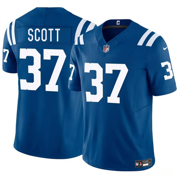 Men's Indianapolis Colts #37 Daniel Scott Blue 2025 F.U.S.E. Vapor Limited Football Stitched Jersey