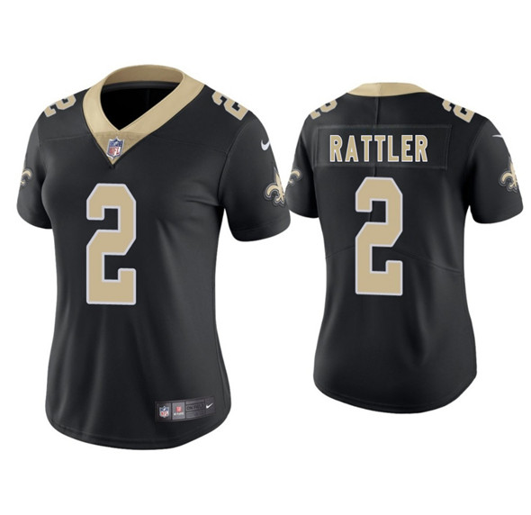 Women's New Orleans Saints #2 Spencer Rattler Black 2025 Vapor Limited Football Stitched Jersey(Run Small)