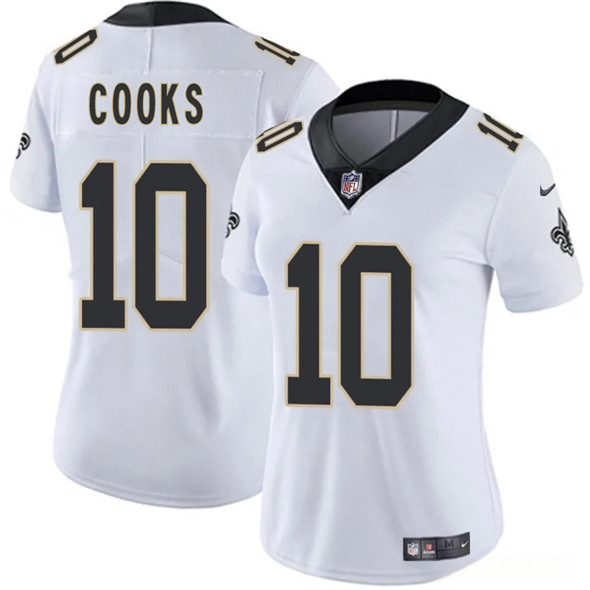 Women's New Orleans Saints #10 Brandin Cooks White 2025 Vapor Limited Football Stitched Jersey(Run Small)