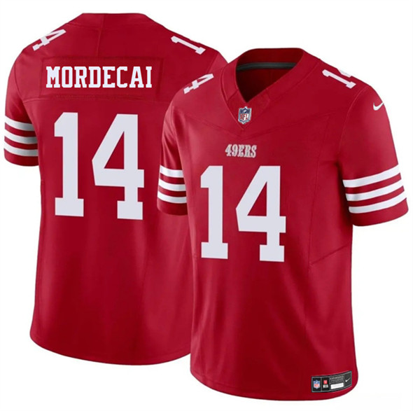 Men's San Francisco 49ers #14 Tanner Mordecai Red 2025 F.U.S.E. Vapor Untouchable Limited Football Stitched Jersey