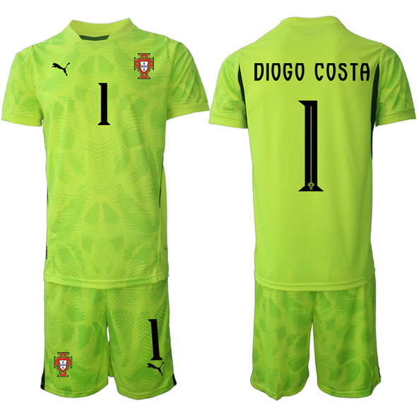 Men's Portugal Team #1 Diogo Costa 2025 Green Soccer Jersey Suit
