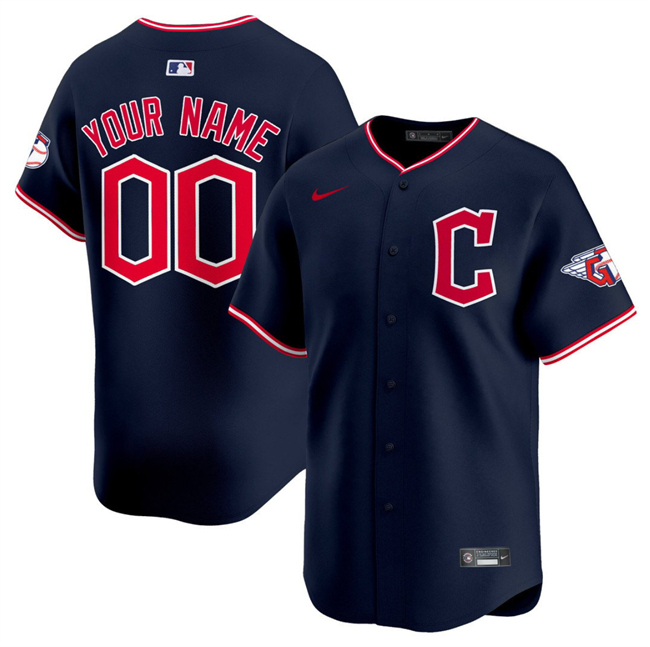 Men's Cleveland Guardians Active Player Custom Navy 2025 Alternate Limited Stitched Baseball Jersey