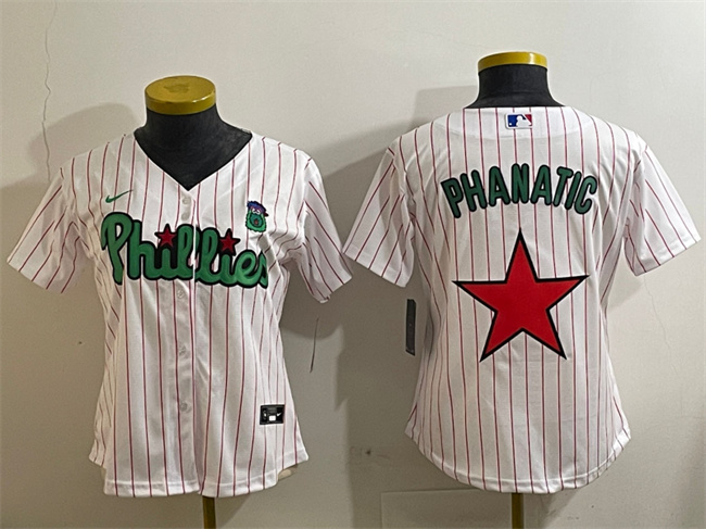 Women's Philadelphia Phillies Phanatic White Green Stitched Baseball Jersey(Run Small)