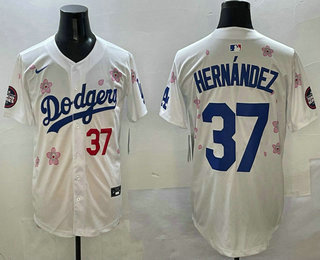 Men's Los Angeles Dodgers #37 Teoscar Hernandez White 2025 Tokyo Series Limited Jersey