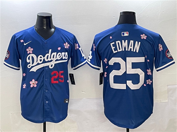 Men's Los Angeles Dodgers #25 Tommy Edman Royal 2025 Tokyo Series Limited Stitched Baseball Jersey
