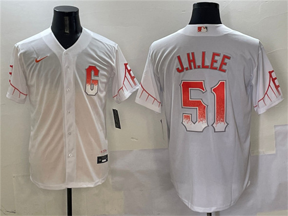 Men's San Francisco Giants #51 Jung Hoo Lee White City Connect Cool Base Stitched Baseball Jersey