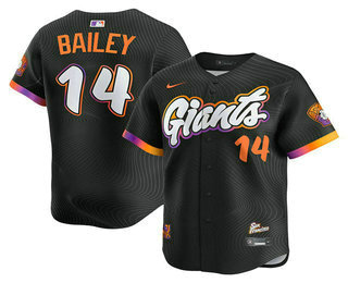 Men's San Francisco Giants #14 Patrick Bailey Black 2025 City Connect Limited Stitched Jersey