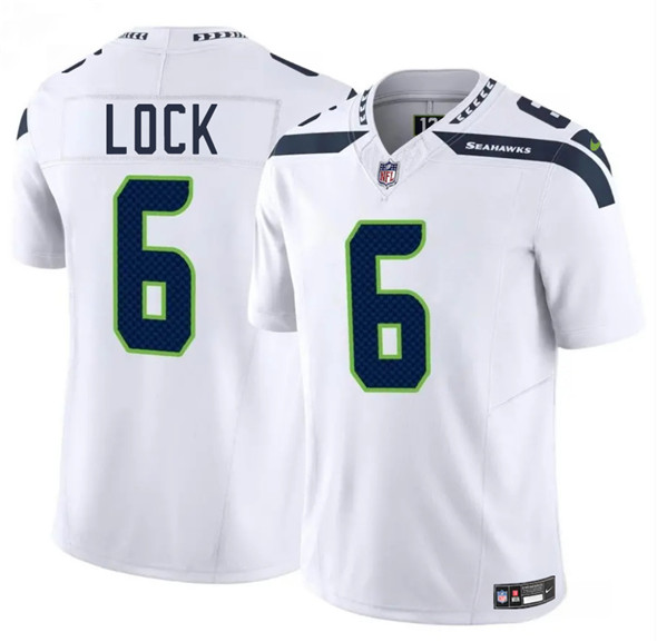 Men's Seattle Seahawks #6 Drew Lock White 2025 F.U.S.E. Vapor Limited Football Stitched Jersey