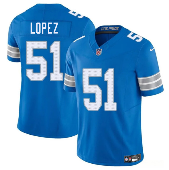 Men's Detroit Lions #51 Roy Lopez Blue 2025 F.U.S.E. Vapor Limited Football Stitched Jersey