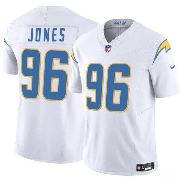 Men's Los Angeles Chargers #96 Naquan Jones White 2025 F.U.S.E. Vapor Limited Football Stitched Jersey