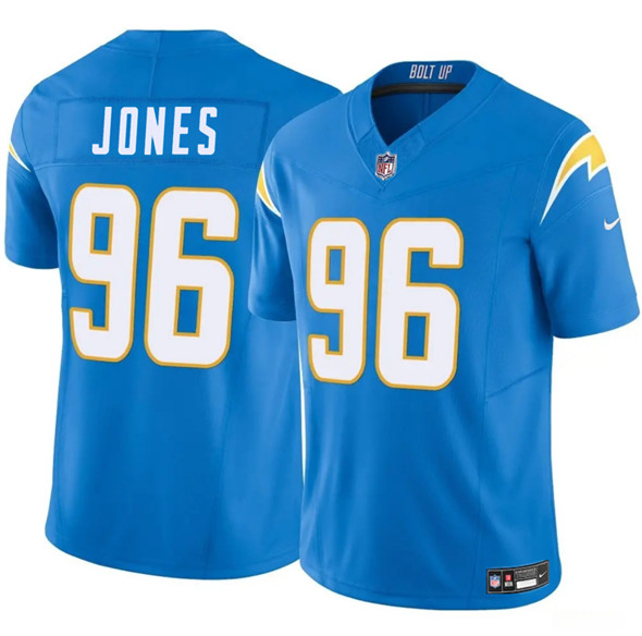 Men's Los Angeles Chargers #96 Naquan Jones Blue 2025 F.U.S.E. Vapor Limited Football Stitched Jersey