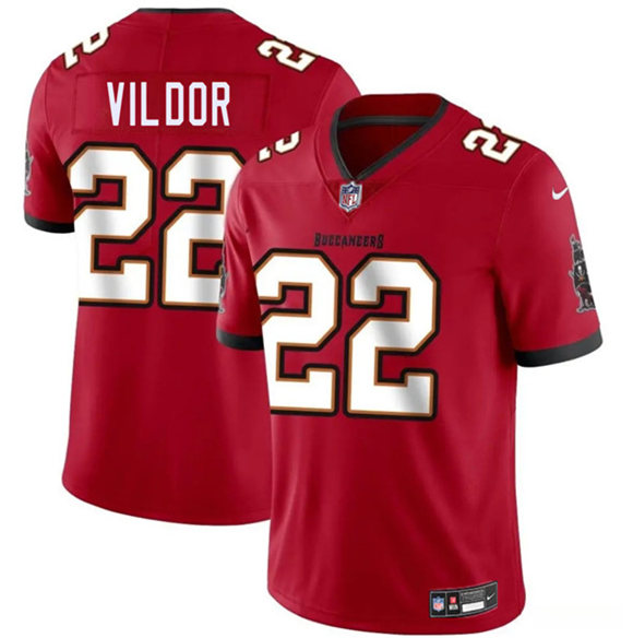 Men's Tampa Bay Buccaneers #22 Kindle Vildor Red 2025 Vapor Limited Football Stitched Jersey
