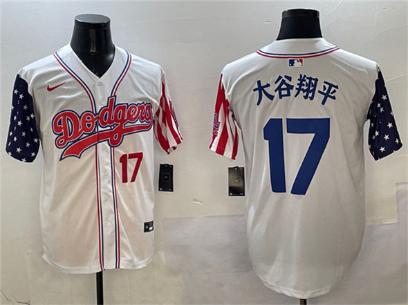 Men's Los Angeles Dodgers #17 大谷翔平 White Limited Stitched Baseball Jersey