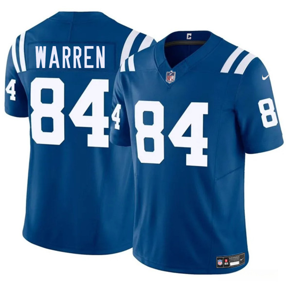 Men's Indianapolis Colts #84 Tyler Warren Blue 2025 Draft F.U.S.E. Vapor Limited Football Stitched Jersey