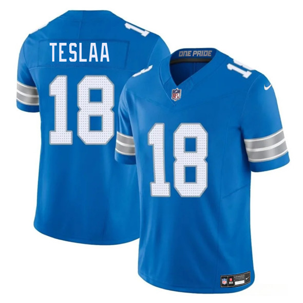Men's Detroit Lions #18 Isaac TeSlaa Blue 2025 Draft F.U.S.E. Vapor Limited Football Stitched Jersey