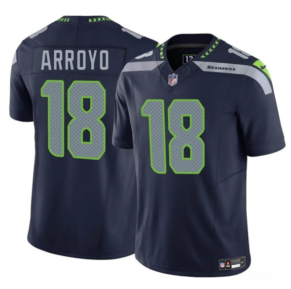Men's Seattle Seahawks #18 Elijah Arroyo Navy 2025 Draft F.U.S.E. Vapor Limited Football Stitched Jersey