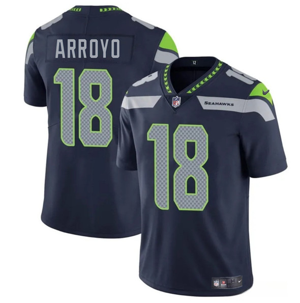 Men's Seattle Seahawks #18 Elijah Arroyo Navy 2025 Draft Vapor Limited Football Stitched Jersey