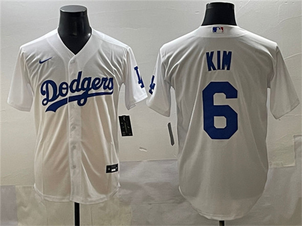 Men's Los Angeles Dodgers #6 Hyeseong Kim White Cool Base Stitched Baseball Jersey