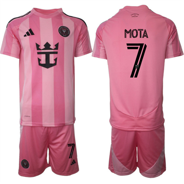 Men's Inter Miami CF #7 Jean Mota 25-26 Pink Home Soccer Jersey Suit