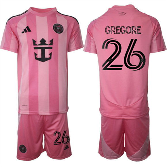 Men's Inter Miami CF #26 Gregore 25-26 Pink Home Soccer Jersey Suit