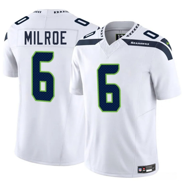 Men's Seattle Seahawks #6 Jalen Milroe White 2025 F.U.S.E. Vapor Limited Football Stitched Jersey