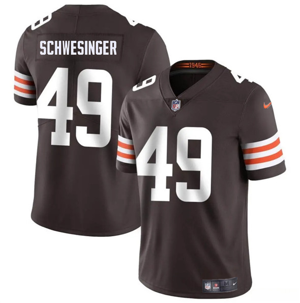 Men's Cleveland Browns #49 Carson Schwesinger Brown 2025 Vapor Limited Football Stitched Jersey