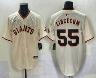 Men's San Francisco Giants #55 Tim Lincecum Cream Limited Stitched Jersey