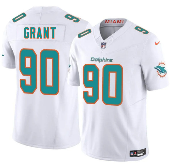 Men's Miami Dolphins #90 Kenneth Grant White 2025 Draft F.U.S.E. Vapor Limited Football Stitched Jersey