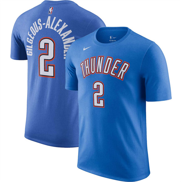 Men's Oklahoma City Thunder #2 Shai Gilgeous-Alexander Blue Icon  Name & Number T-Shirt