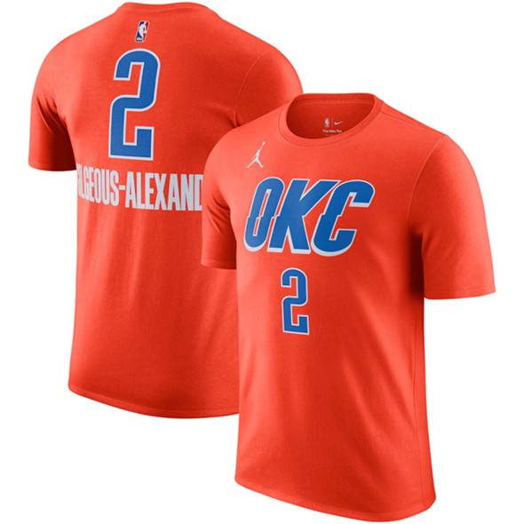 Men's Oklahoma City Thunder #2 Shai Gilgeous-Alexander Orange Statement Edition Name & Number T-Shirt