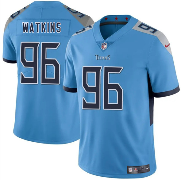 Men's Tennessee Titans #96 Carlos Watkins Blue 2025 F.U.S.E. Vapor Limited Football Stitched Jersey