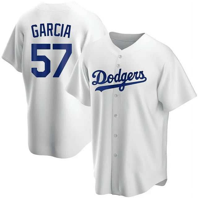 Men's Los Angeles Dodgers #57 Luis Garcia White Cool Base Stitched Baseball Jersey