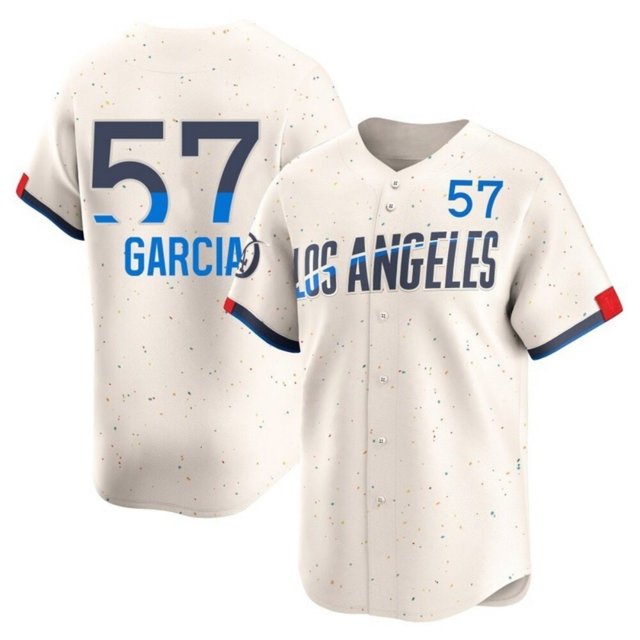 Men's Los Angeles Dodgers #57 Luis Garcia Cream  City Connect Limited Stitched Baseball Jersey