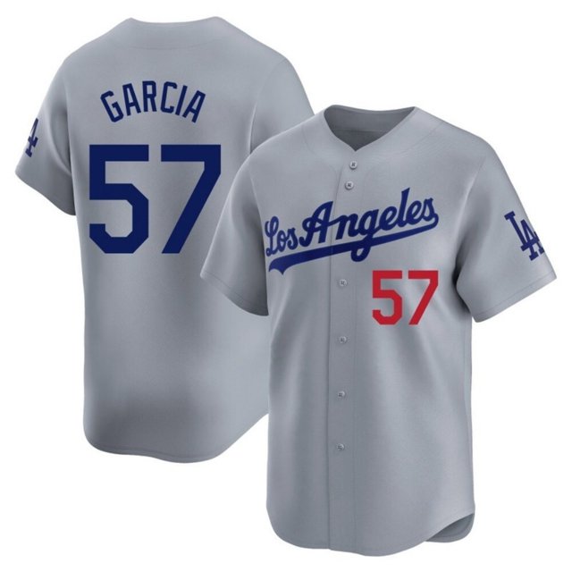 Men's Los Angeles Dodgers #57 Luis Garcia Grey Cool Base Stitched Baseball Jersey