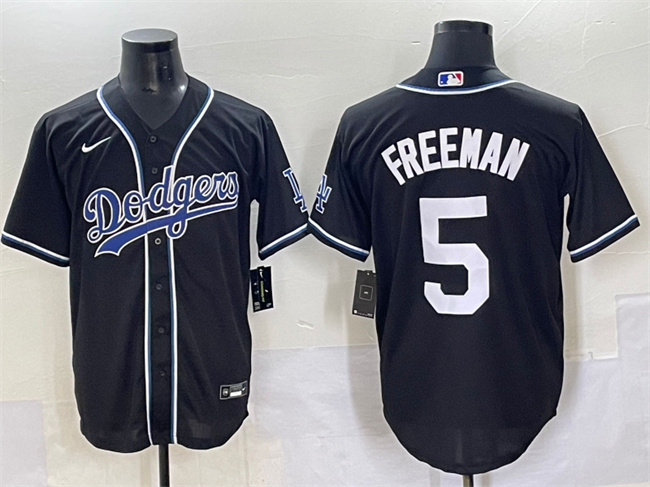 Men's Los Angeles Dodgers #5 Freddie Freeman Black Fashion Stitched Baseball Jersey