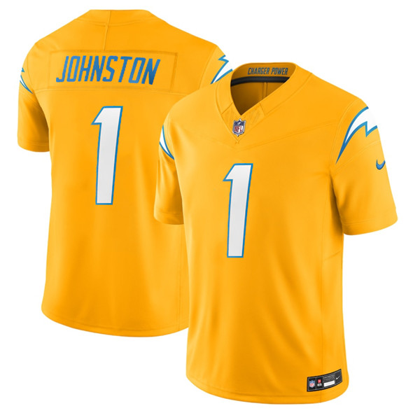Men's Los Angeles Chargers #1 Quentin Johnston Gold 2025 F.U.S.E. Alternate Vapor Limited Football Stitched Jersey
