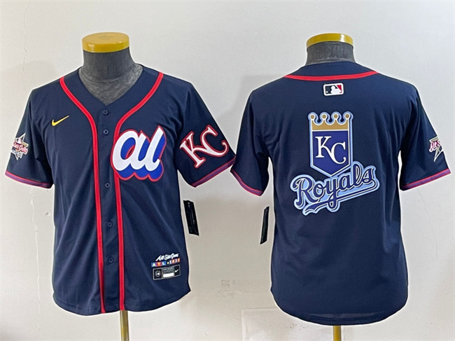 Youth American League Kansas City Royals Team Big Logo Navy 2025 All-Star Edition Limited Stitched Baseball Jersey
