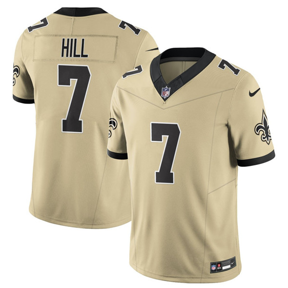 Men's New Orleans Saints #7 Taysom Hill Gold 2025 F.U.S.E. Alternate Vapor Limited Football Stitched Jersey