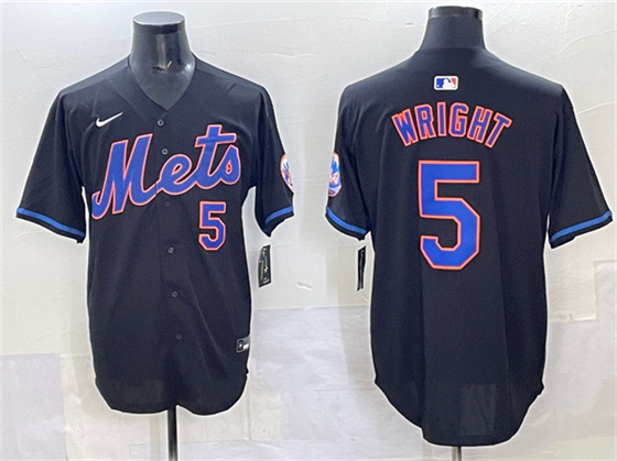 Men's New York Mets #5 David Wright Black Limited Stitched Baseball Jersey