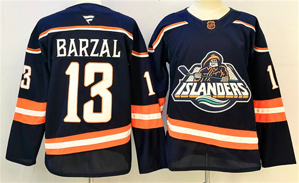 Men's New York Islanders #13 Mathew Barzal Navy 2024-25 Stitched Hockey Jersey