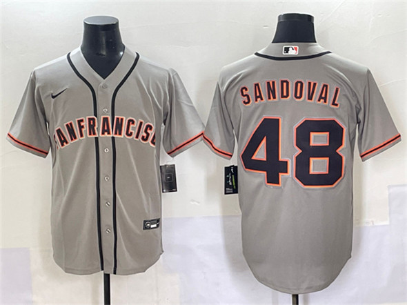 Men's San Francisco Giants #48 Pablo Sandoval Gray Cool Base Stitched Baseball Jersey