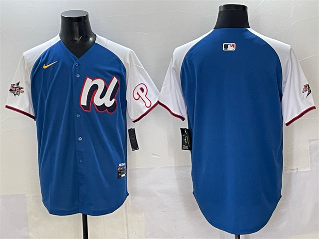 Men's National League Philadelphia Phillies Blank Blue Alternate 2025 All-Star Edition Limited Stitched Baseball Jersey