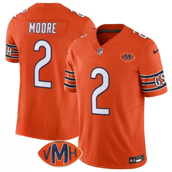 Men's Chicago Bears #2 D.J. Moore Orange 2025 F.U.S.E. With VMH Patch Vapor Untouchable Limited Football Stitched Jersey