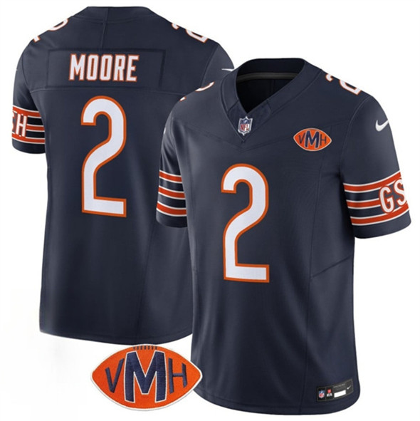 Men's Chicago Bears #2 D.J. Moore Navy 2025 F.U.S.E. With VMH Patch Vapor Untouchable Limited Football Stitched Jersey